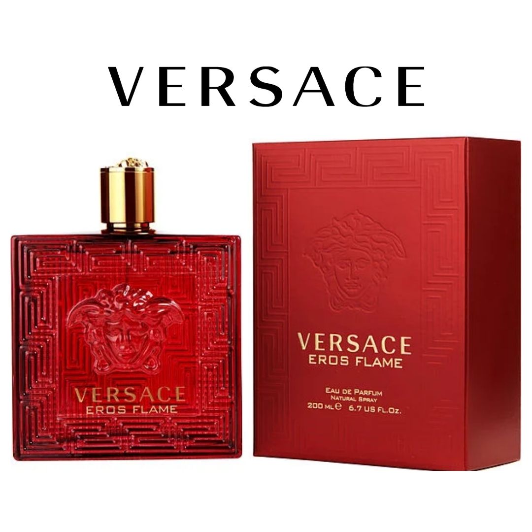 Vapor de perfume Eros Flame Vercase de Aroma Primera en frasco de 100 ml, presentación de 1.1 litros, aroma intenso y duradero.