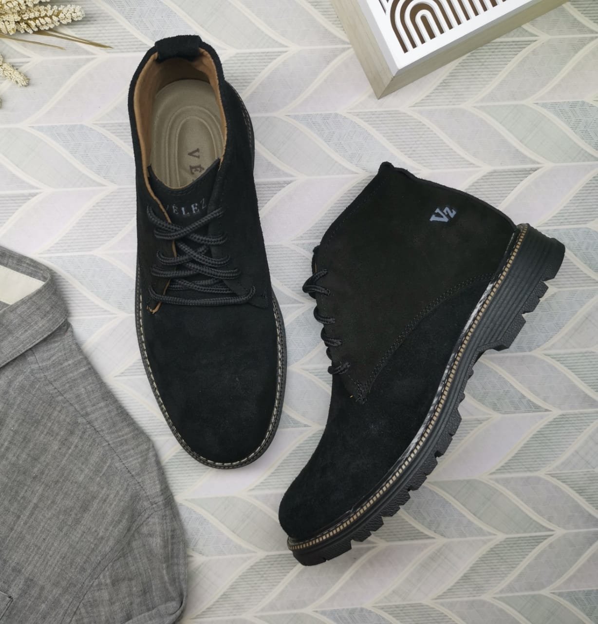 Botin Velez Cuero Genuino Carnaza
