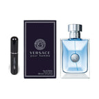 Fragancia Pour Homme Versace 1.1, botella de perfume masculina elegante y moderna.