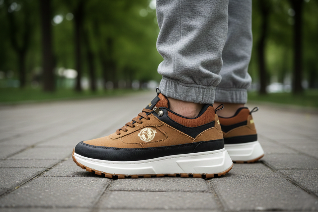 Tenis casual Brahma de Tula en color marrón, estilo moda, con detalles de tela y suela cómoda para uso diario.