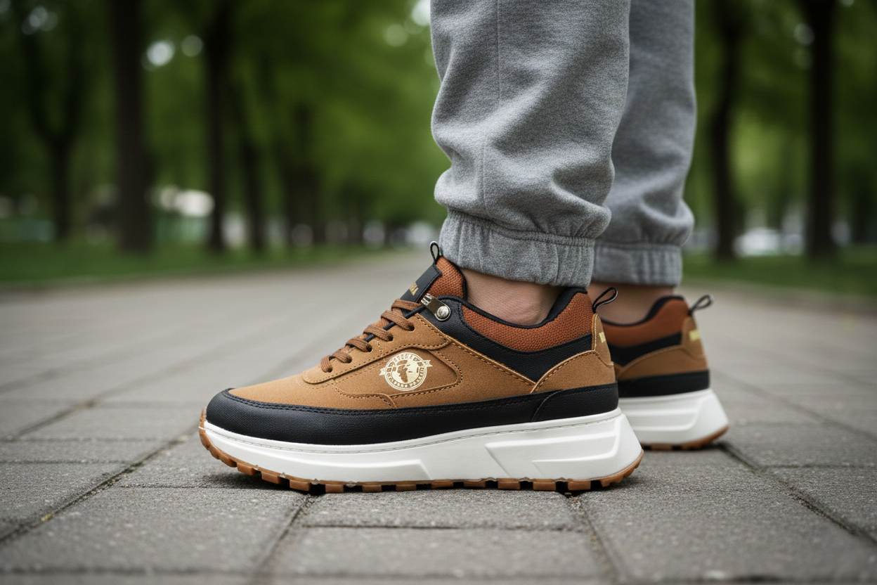 Tenis casual Brahma de Tula en color marrón, estilo moda, con detalles de tela y suela cómoda para uso diario.