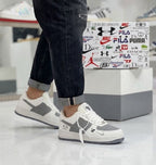 Ropa deportiva Valkyrie con diseño de Nike Air Force One, estilo boceto y pintura en tela deportiva.