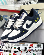 Ropa deportiva Valkyrie con diseño de boceto y pintura estilo Nike Air Force One en un fondo blanco.