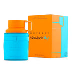 Perfume Armaf Mandarin Sky en botella de 100 ml, frasco elegante con diseño que refleja frescura y notas cítricas.