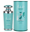 Frasco de 100ml de Mayar Natural Intense de Lattafa, aroma de perfume, en envase transparente con tapa plateada.