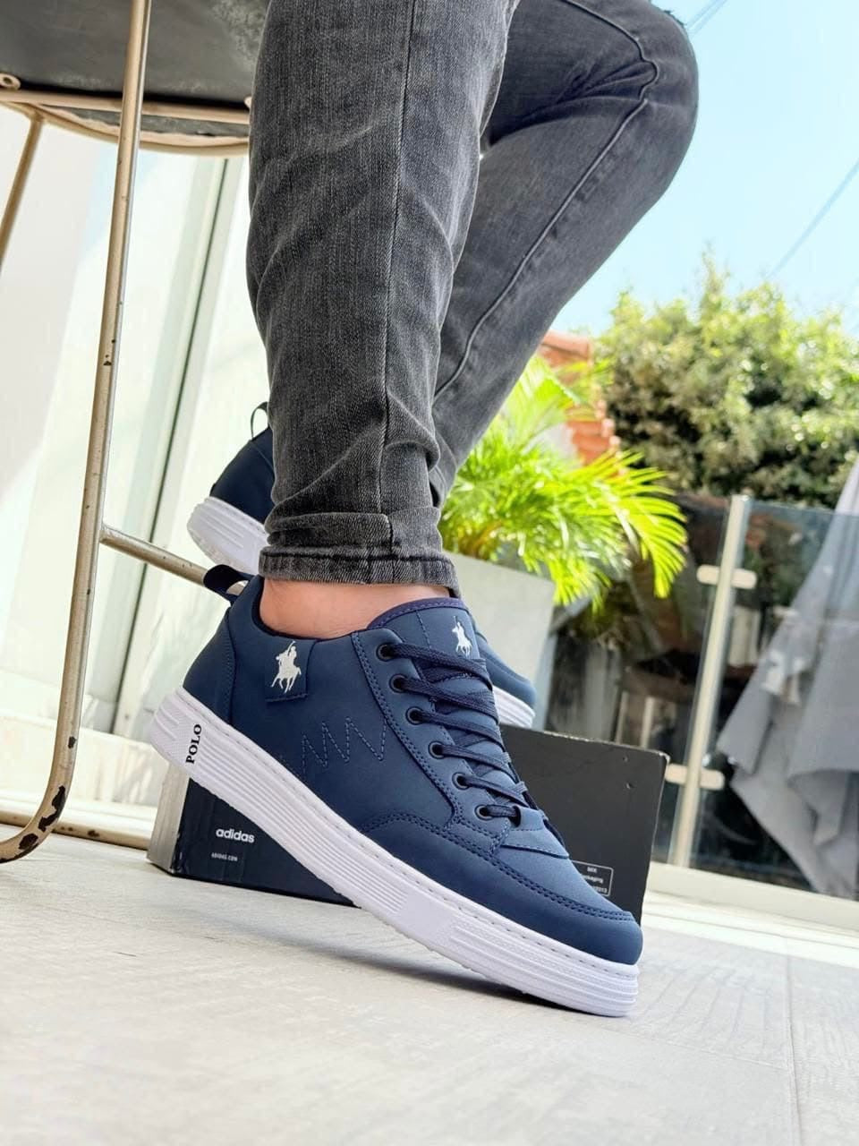 Tenis polo azul caballero