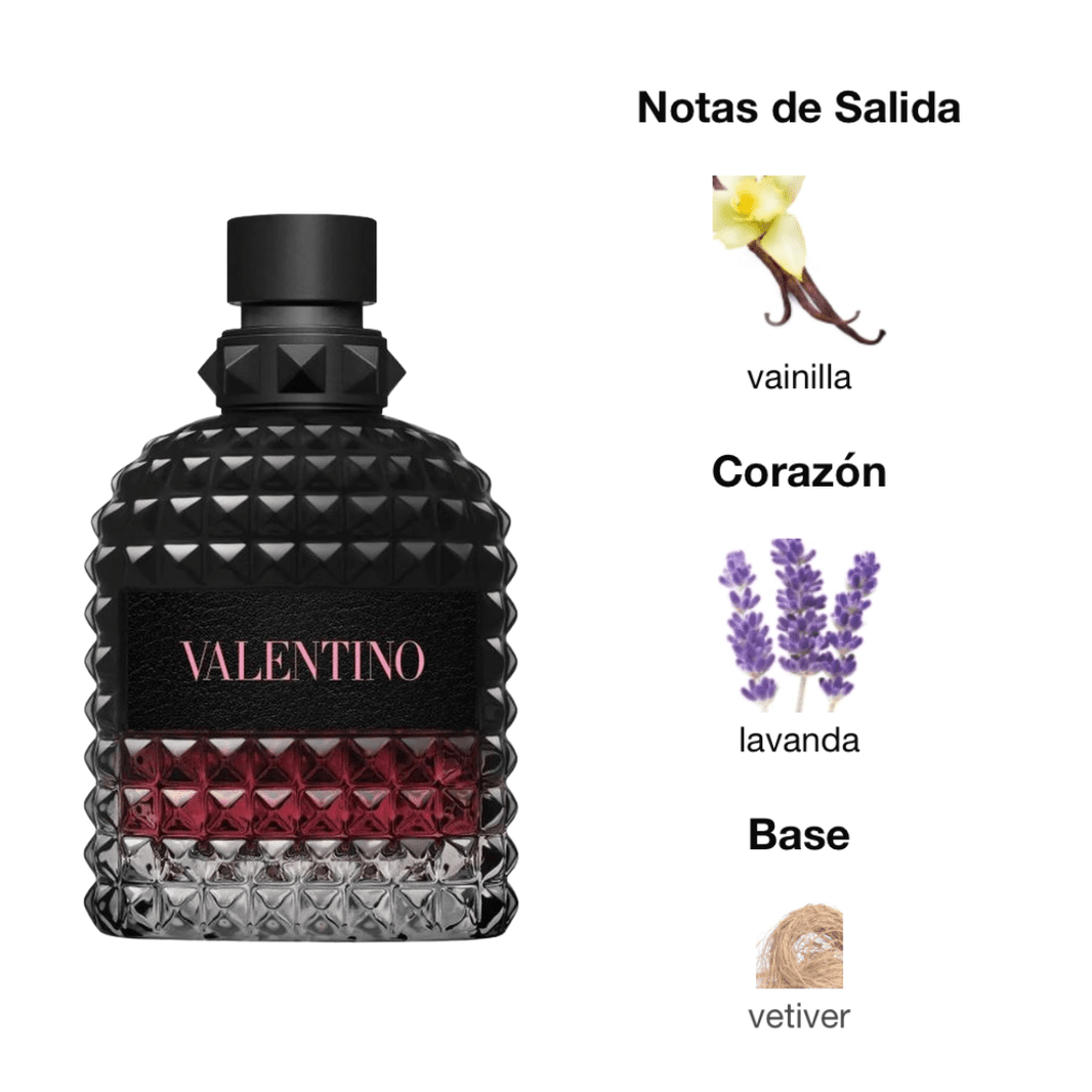Perfume Valentino Born In Roma Intense de Aroma Primera, frasco de 100ml con diseño elegante y moderno